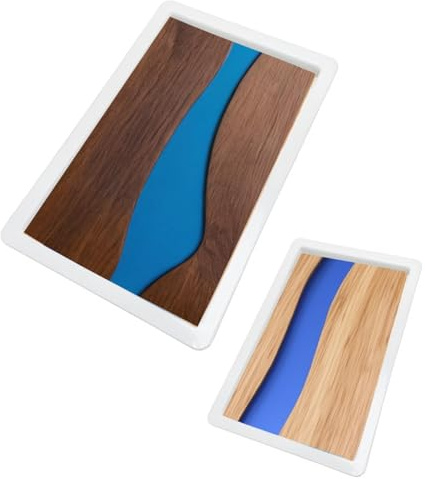 2 st extra stor återanvändbar epoxiharts bordsform 60 x 40 x 7,6 cm 39,9 x 25,8 x 7,6 cm rektanglar epoxi hartsformar för flodbord, kaffebord, skärbräda, Charcuterie Board, konstpanel