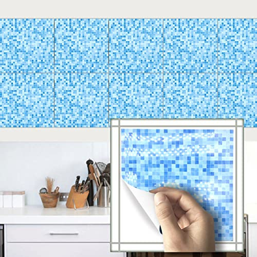 Tiles Wall Stickers Tile Stickers Sky Blue Geometry Stick on Tiles Bathroom PVC Self Adhesive Wall Tiles Kitchen Stick on Wall Tiles Waterproof Peel and Stick Floor Tiles Self Adhesive Tiles