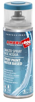 Ambro-Sol Smalto Spray a Base Acqua, a Basse Emissioni, Ritocco per Metalli, Legno, Vetro, Ceramica e Plastica, Conforme EN 71-3, Colore Blu Luce RAL 5012, 400 ml
