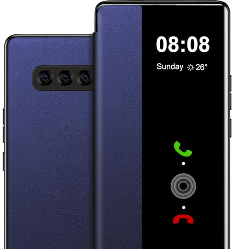 Handyhülle für Samsung Galaxy S10 Hülle S View, Clear View Flip Leder für Samsung S10 5G Hülle, Luxus Extra-Dünn Stoßfest Kratzfest Schutzhülle Cover Case Tasche