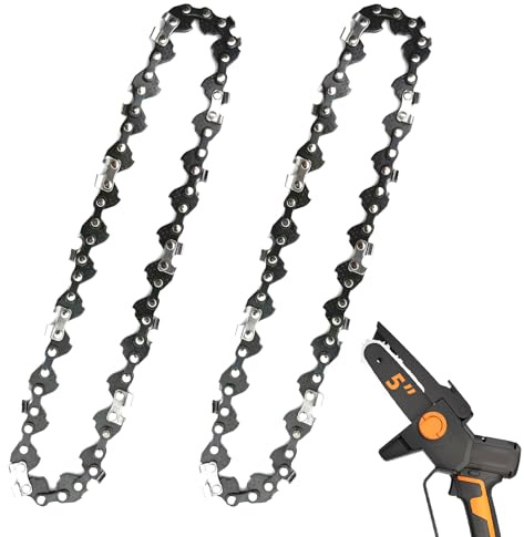 2 Pack 5 Inch Chainsaw Chain Low Kickback 5 Inch Chain Saw Chain Fit for Worx WG324, FASTCRAFT 2020X-L, 5 Replacement Chains Fits for 5 Electric Battery Powered Chainsaw | Low Kickback, 0.30 Pitch .043 Gauge 28 Drive Links, 5 Inch Pruning Saw Chain Fits for WG324.9, WG325.9, 2 Chains