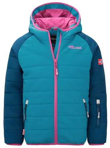 Trollkids Veste de ski Hafjell Pro pour enfant, Turquoise foncé/bleu Madère, 92
