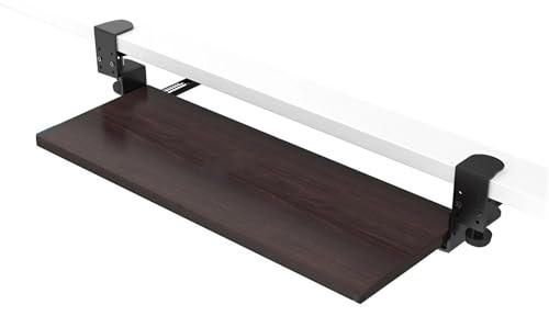 Tastatur-Klemmschienen-Set, Tastaturhalterung, ergonomische Tastaturablage unter dem Schreibtisch, Vintage-braune Tastaturschublade mit C-Klemmhalterung, ausziehbare Computerschublade for Tippen, Tast