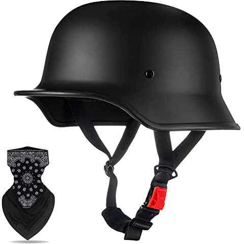 Labzaa Deutsche Motorrad Halbschalenhelm mit ECE, Retro Halbschalenhelm JetHelm mit Visier Schnellverschluss Schnalle für Cruiser Chopper Biker Moped DOT/ECE-Zulassung A M