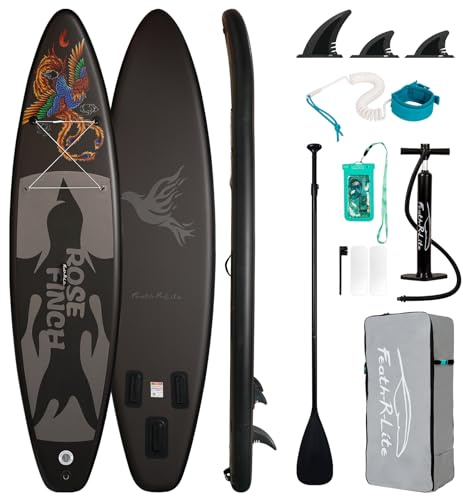 FEATH-R-LITE Inflatable Ultra-Light Stand Up Paddle Board for All Skill Levels Included with SUP, Adj Paddle, Pump, Backpack, Leash
