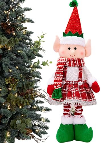 Plüschpuppe Weihnachten - Weihnachtsmannpuppe, einziehbare Weihnachtsfigur | Weihnachtspuppe mit Teleskopbeinen, Heimdekoration, Tischdekoration