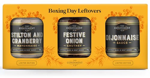 Boxing Day Leftovers Gift Box - Festive Onion Chutney, Dijonnaise & Stilton Cranberry Mayonnaise | Perfect Sauces for Cold Meats, Cheese & Sandwiches
