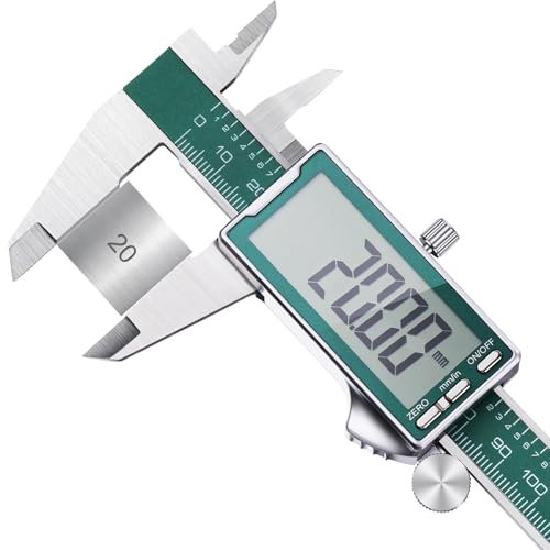Calibro Digitale, Precisione Calibri in Acciaio Inox 150mm con Ampio Display LCD Pollici/Millimetri Conversione Calibro Elettronico per Misurazione Esterne, Interne, Profondità e di Passo