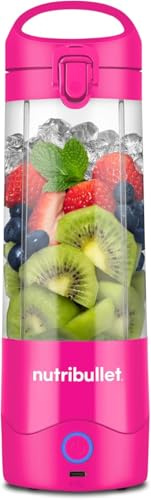 nutribullet Portable - Batidora Portátil 475ml Rosa | Batidora de Smoothies, Vaso Tritan Sin BPA, Cuchilla Acero 4 Puntas, USB-C Recargable, +15 Ciclos de Mezcla, NBP003BP