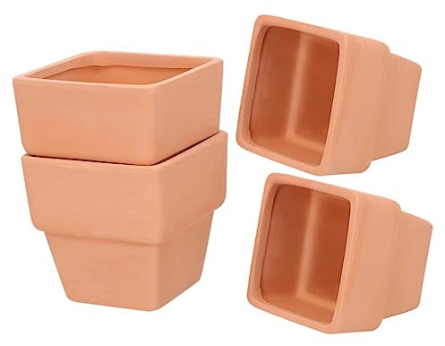 Abaodam Macetas Cuadradas Jardineras Decorativas de Cerámica Roja 4 Unidades para Suculentas y Cactus para Terraza