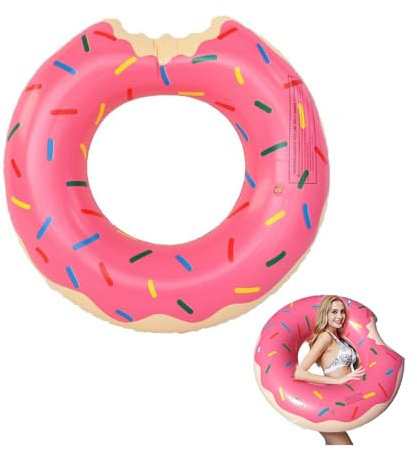 Swimming Ring Adults, Inflatable Pool Ring 33.5 Inches/85 cm, Summer Water Swimming Ring Large for Pool Party Decorations, Beach, Outdoor (Donut)