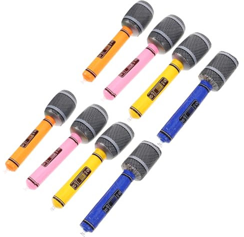 FUNNETOYU 8 pièces Microphone Gonflable pour Garçon Fille et Adultes Accessoires de Fête Amusants Microphones Souple pour Karaoké et Animations pour Événements et Célébrations