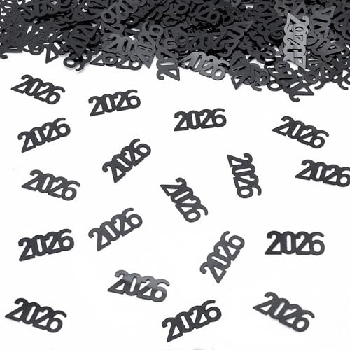 GoldRock Streudeko Silvester Deko 2026 Konfetti, Glitzer Happy New Year Konfetti Silvester Tischdeko,Happy New Year Deko,Tischdeko Neujahr Party Decorations,Neujahrsdeko Silvesterdeko Confetti Schwarz