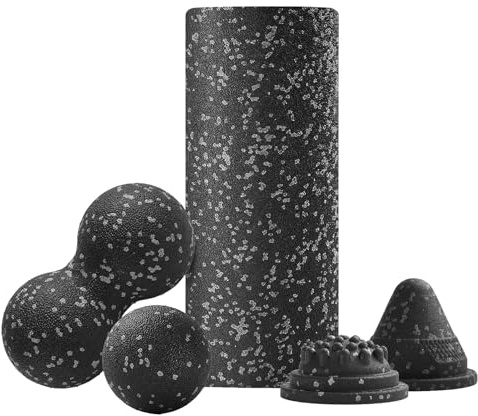 Sucritude Faszienrolle Set, Übungs Set Für Beintraining, Rutschfeste Tiefenmassage Rad Fitness Zubehör Für Beine Reise Training Pilates Übungen Yoga Zuhause Indoor Rücken