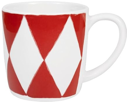 Blond Amsterdam Taza grande navideña 0,5L con diseño de diamantes rojos, ideal para cappuccino, chocolate caliente o té en invierno