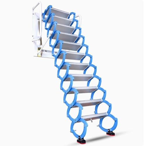 PUZYI Bodentreppe Manuell Faltbare Dachbodentreppe Lofttreppe Wandmontage Loftleiter Dachbodenleiter Teleskopleiter Deckentreppe Titan-Magnesium-Legierung Loftleiter(2.25m)