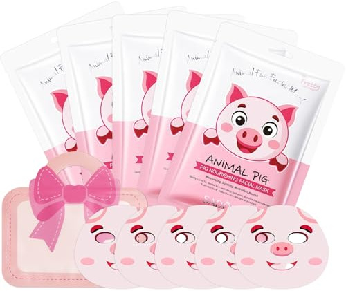5 Piezas Mascarilla Facial, Mascarilla Hidratante de Animales | Iluminadora, Calmante, mascarilla Facial Animal Beauty, Kit Skincare Niña