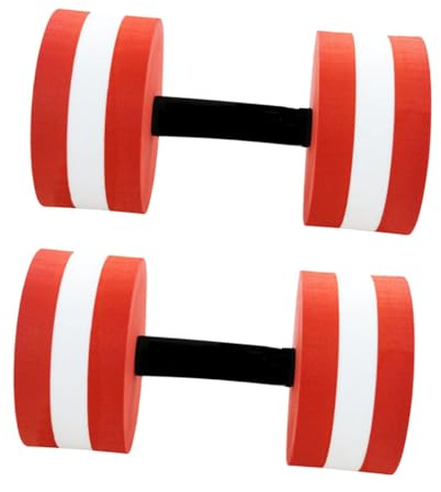 FUNOMOCYA 2 Pièces Haltères Aquatiques Flottants EVA Barres Robustes pour Exercices Piscine Faible Absorption Eau Adaptées pour Hommes et Femmes Rouge