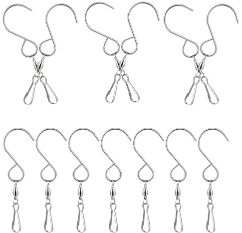 CIYODO 16pcs Stainless Steel Swivel Hooks Rotating Clips for Outdoor Garden Decor Hangers Wind Chimes Windsocks Patio Accessories Weather-Resistant