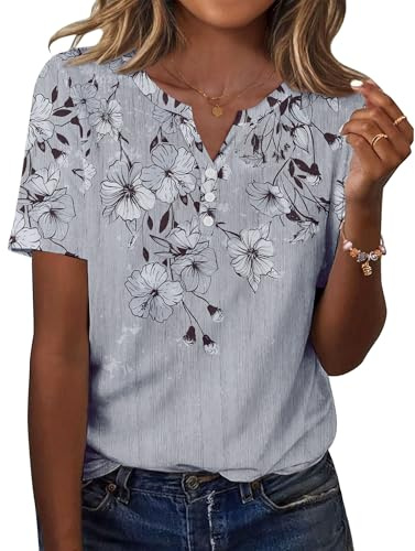 Zeagoo Camiseta Manga Corta Mujer de Verano Elegante y Ajustada tee Shirt