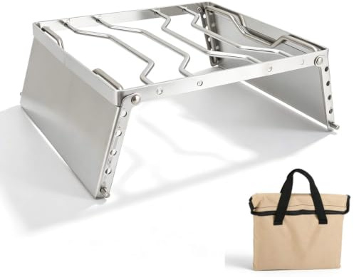 Folding Campfire Grill, Stainless Steel Grate Portable Camping Grill Camping Pot Stand Camp Fire Cooking Racks Firepit Grill Grate with Carrying Bag for Outdoor Cooking Backpacking Hiking Picnics BBQ