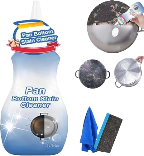 Pan Bottom Stain Cleaner,Pot Cleaner for Bottom of Pans,Gel Cleaner for Cookware Bottoms,Stainless Steel Pan Cleaner,Bubble Cleaner Foam Spray,Foaming Heavy Oil Stain Cleaner (1 Pcs)