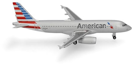 Herpa flygplansmodell American Airlines Airbus A320, miniatyr i skala 1:500, samlarobjekt, flygplansmodell utan ställ, metall