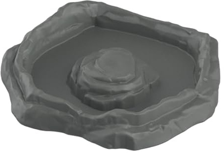 FytStycale Bol d'eau pour Reptile Gamelle pour Bol de Nourriture pour Reptiles Plateau d'alimentation Multifonction Imitation Pierre pour, Gray M