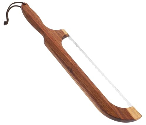 IMIKEYA Couteau Lame Dentelée Manche en Bois D'acacia, Outil Fiable pour Trancher, Baguette et Levain sans Émietter, la Cuisine Maison