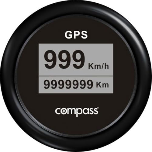 Compass GPS-Tachometer/Geschwindigkeitsmesser digital, IP67 wasser-/staubgeschützt, Kilometerzähler, beleuchtetes Display, Anzeige in km/h, mph oder Knoten, 255470