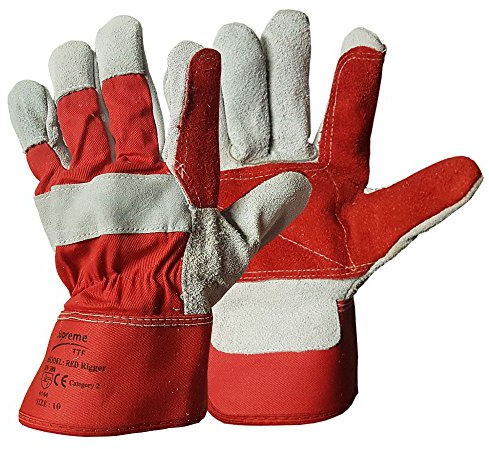 5 Pairs DOUBLE PALM Rigger Work Gloves Canadian Leather Heavy Duty Safety Gauntlets Size XL / 10