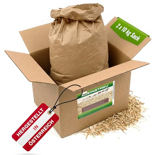 Jumbogras® Großtier- Pferdeeinstreu aus Miscanthus|Elefantengras|Chinagras-Häcksel, Streu statt Stroh, Holz, Säge-späne, Mehl, Pellets, für Box|Stall|Paddock Mist-frei (2 x 10 kg Sack)