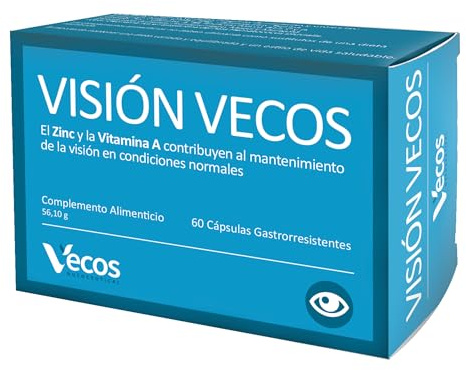 Suplemento Vitamínico para Ojos Secos - Visión Vecos - 60 Cápsulas - Ayuda a Aliviar los Síntomas de la Fatiga y Sequedad Ocular - Propiedades Antioxidantes
