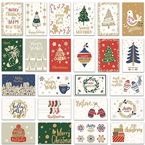 NLR FUN Weihnachten Grußkarten Pack #Weihnachtssaison | 24 Karten mit 24 einzigartigen Designs | 14 x 9 cm | Umschläge & Dichtungen enthalten | Für Weihnachten & Neujahr (Bi-fold)