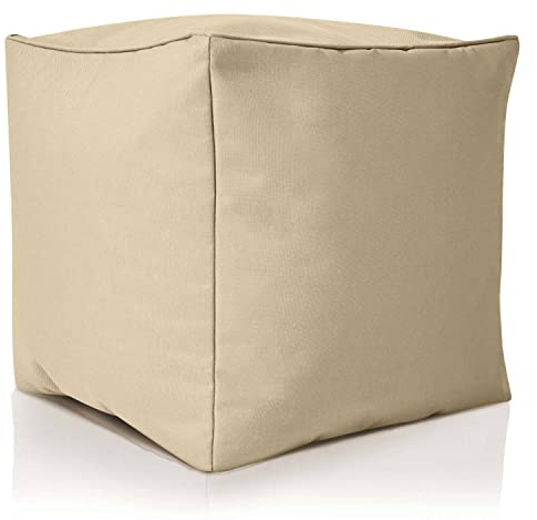 Green Bean Sitzsack-Hocker 40x40x40cm mit EPS-Perlen Füllung - Fußhocker Fußkissen Sitz-Pouf für Sitzsäcke - Bodenkissen für Kinder und Erwachsene - Fußablage Sitzkissen Sitzhocker Beige
