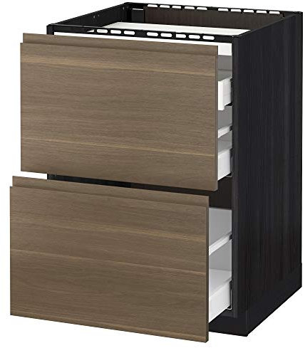 Table de cuisson METOD/MAXIMERA - 2 façades/3 tiroirs - 60 x 62,1 x 88 cm - Noyer/Voxtorp