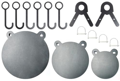 FULLBOW AR500 Steel Target 3/8' - Hangers and Gong Combo Pack With Hanging Kit for 1 Inch OD EMT Conduit, Sold Separately