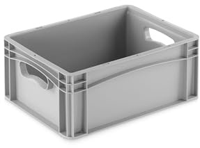 DIE BOX FABRIK Eurobehälter 400x300x170mm | geschlossene Box | Aufbewahrungsbox | Kunststoff Kisten | Lagerbehälter mit Griffen | robuste Stapelbox | Eurokiste | Mehrwegbehälter