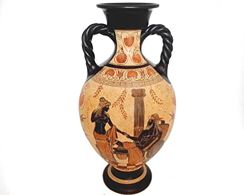Göttin Aphrodite mit Ares, Hephaistos mit Thetis, Griechische Keramikvase/Amphore, 46 cm