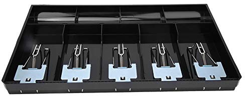 Money Tray Cash Register Drawer with Metal Clip Cash Money Storage Box Organizer Replacement 5 Bills Compartments Cash Drawer Tray(Black)
