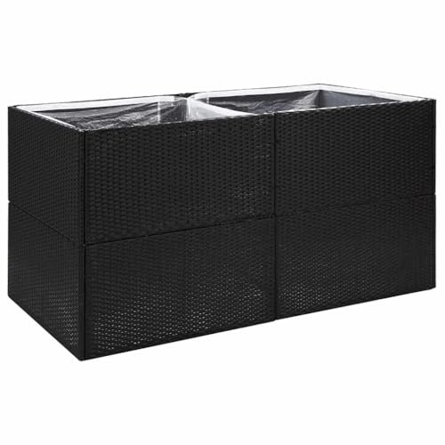 vidaXL Pflanzkübel Hochbeet Blumenkübel Pflanzkasten Pflanzbeet Gemüsebeet Blumenbeet Blumenkasten Garten Schwarz 157x80x80cm Poly Rattan