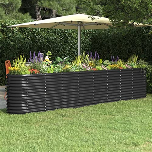 WIFESE Jardinière Acier Enduit Poudre 332x40x68cm Anthracite Exterieur Grande Taille Balcon Potager Bacs à Fleurs