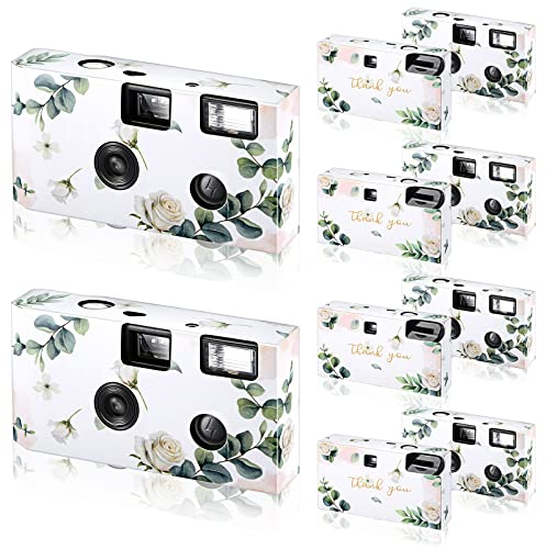 Einwegkamera für Hochzeit, Einwegblitz, 35 mm, 27 Filmbelichtungen, 400 ISO-Filmkamera mit Blitz für Konzert, Reisen, Jahrestag, Camp, Partyzubehör, Sommerurlaub, Flitterwochen (Eukalyptus), 6 Stück