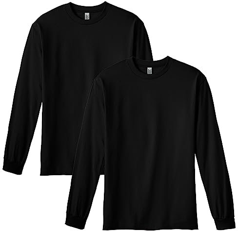 American Apparel Unisex Long Sleeve Tee, Style G1304, 2-Pack, Black (2-Pack), 2X-Large