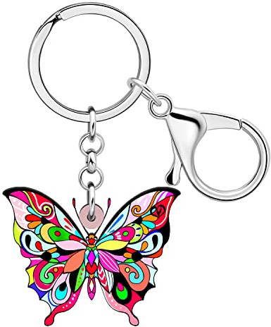 BAMAY Porte-clés Papillon Coloré en Acrylique Porte-clés Voiture Bijoux Insectes Charms Printemps-été pour Femme Fille Cadeaux Papillons (Rouge 059)