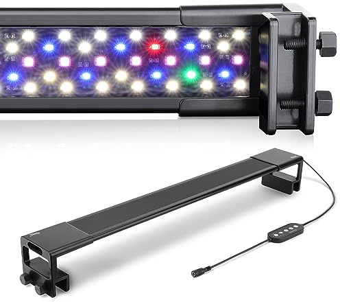 hygger Clip On Aquarium Light, Full Spectrum LED Aquarium Light, 36W 24/7 Lighting Fish Tank Light with 10 Colors, Adjustable Timer,3 Modes for 90-102cm Planted Tank