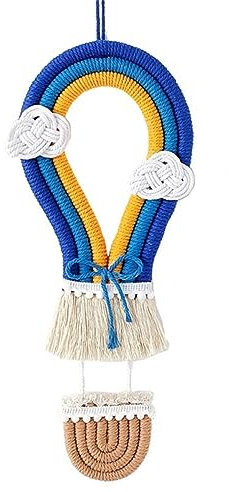 ZOYIEP Boho Wandteppich, Makramee Wandbehang Regenbogen, Heißluftballon Regenbogen Gewebter Wandteppich Boho Babyzimmer Heimdekoration (Stil 3,L)