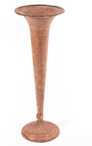 Lange Vase 40cm hoch in Braun im Shabby Chic Style für einzelne Kunstblumen (Vase Lang)