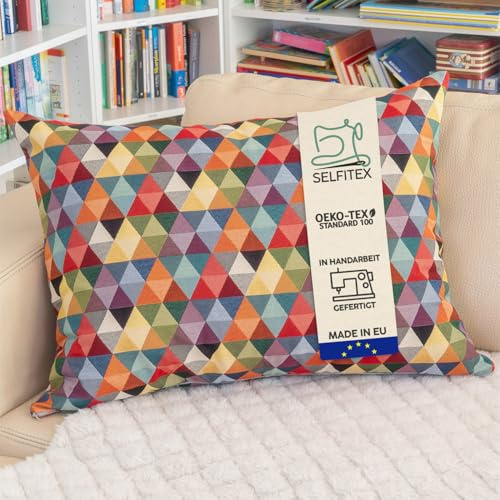 Selfitex Buntes Couchkissen XXL 60x80 cm, Sofakissen mit Füllung und Bezug, kuschelweiches Lesekissen, dekoratives Fernsehkissen, Deko- und Kopfkissen, Rückenkissen (Dreieck)