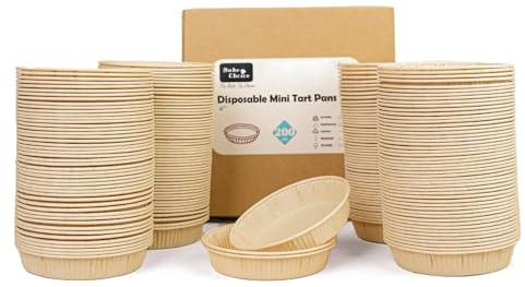 Bake Choice 200pcs Paper Mini Tart Pans for Baking, mini pie tins 4Inch Mini Pie Pans, Non-stick, Disposable Quiche Baking Dish, Oven safe, Microwave safe